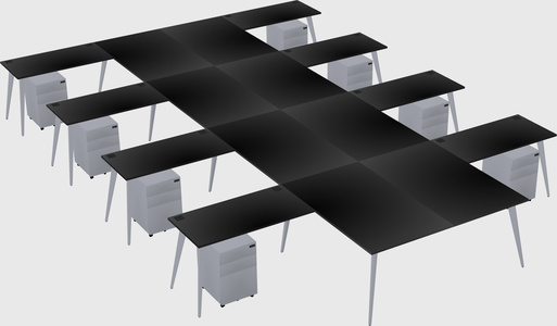 Shared l-shaped office desk system