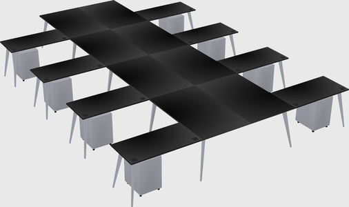 Shared l-shaped office desk system