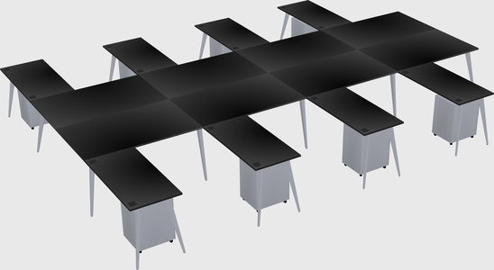 Shared l-shaped office desk system