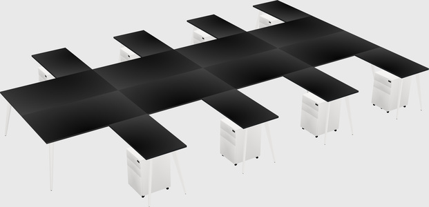 Shared L-shaped Office Desk System