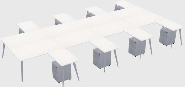 Shared L-shaped Office Desk System