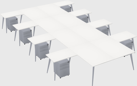 Shared l-shaped office desk system