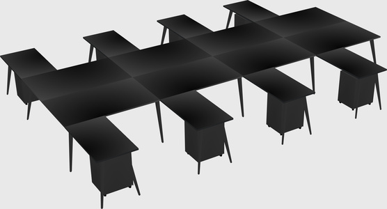 Shared l-shaped office desk system