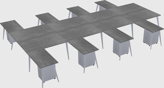 Shared l-shaped office desk system