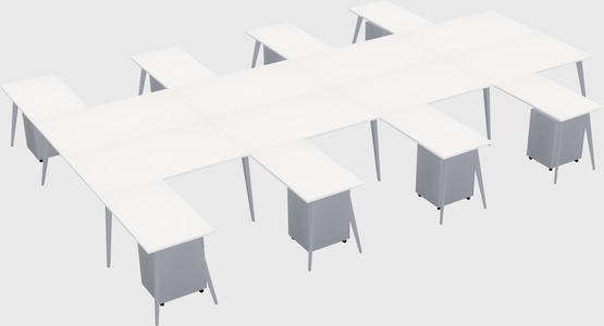 Shared l-shaped office desk system