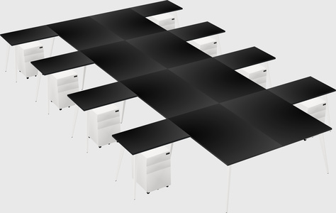 Shared l-shaped office desk system
