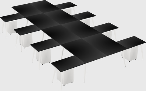 Shared l-shaped office desk system