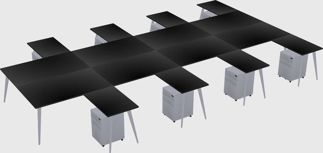 Shared L-shaped Office Desk System