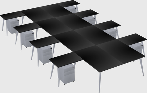 Shared l-shaped office desk system