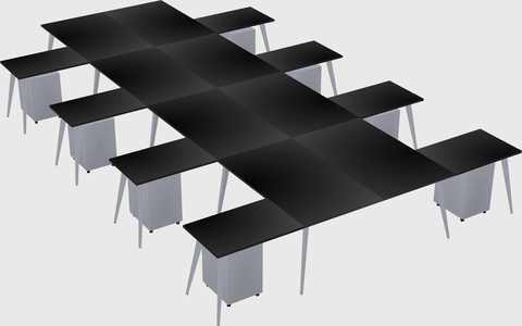Shared l-shaped office desk system