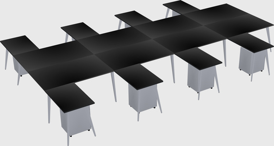 Shared l-shaped office desk system