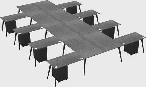 Shared l-shaped office desk system