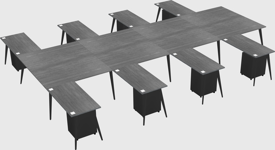 Shared l-shaped office desk system