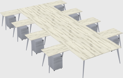 Shared l-shaped office desk system