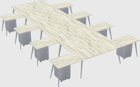 Shared l-shaped office desk system