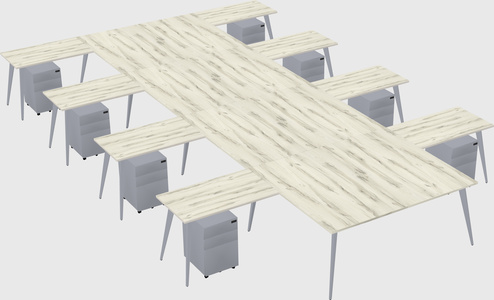 Shared l-shaped office desk system