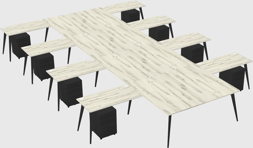 Shared l-shaped office desk system
