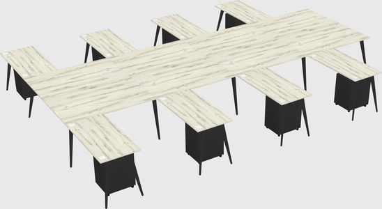 Shared l-shaped office desk system