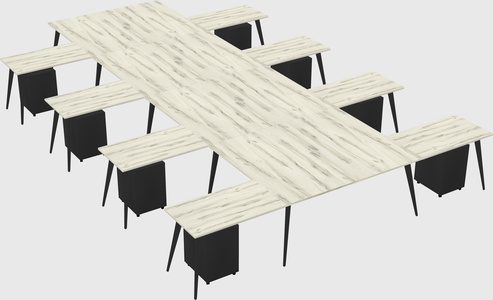 Shared l-shaped office desk system