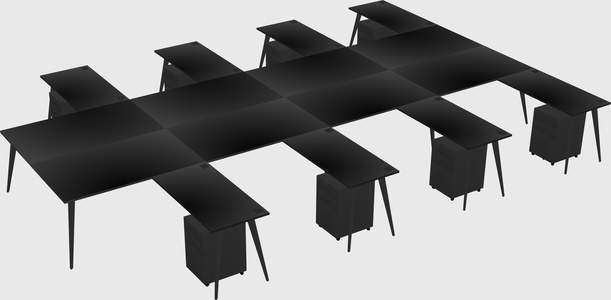 Shared L-shaped Office Desk System