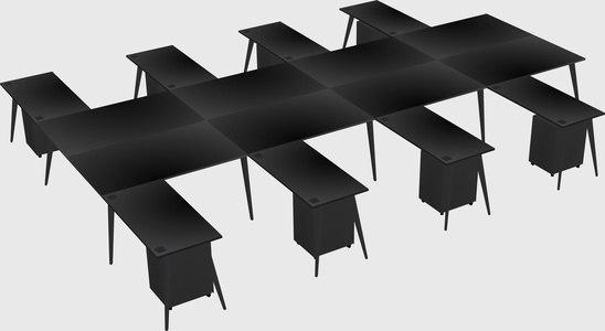 Shared l-shaped office desk system