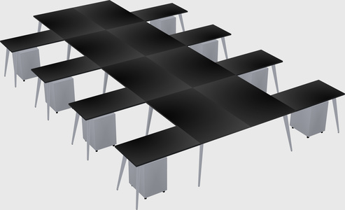 Shared l-shaped office desk system
