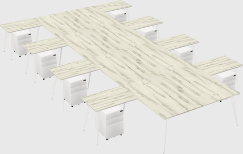 Shared l-shaped office desk system