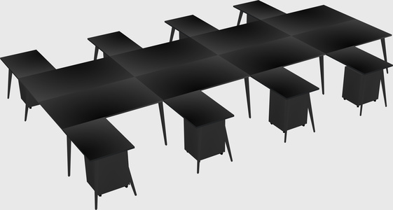 Shared l-shaped office desk system