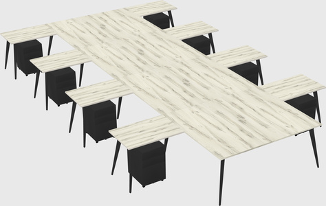 Shared l-shaped office desk system