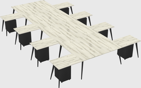Shared l-shaped office desk system