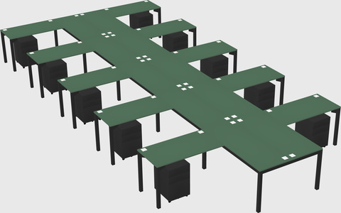 Shared l-shaped desk