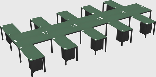 Shared l-shaped desk