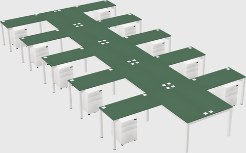 Shared l-shaped desk