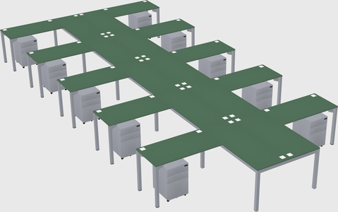 Shared l-shaped desk