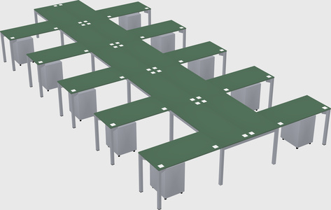 Shared l-shaped desk