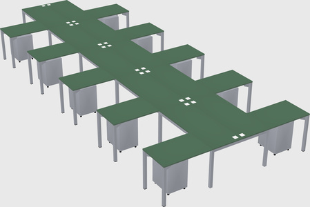 Shared l-shaped desk