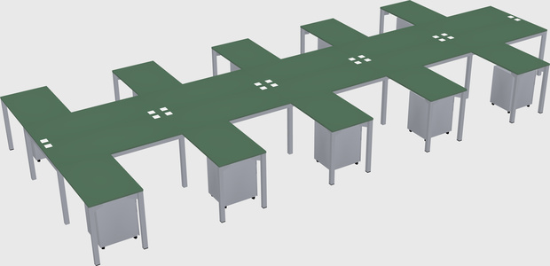 Shared l-shaped desk