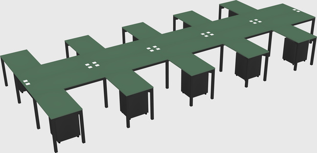 Shared l-shaped desk