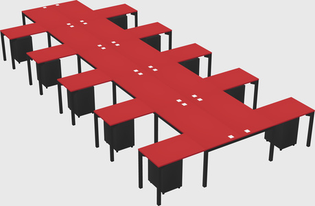 Shared l-shaped desk