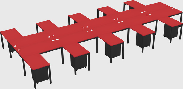 Shared l-shaped desk