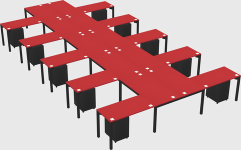 Shared l-shaped desk