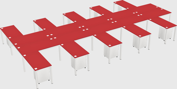 Shared l-shaped desk