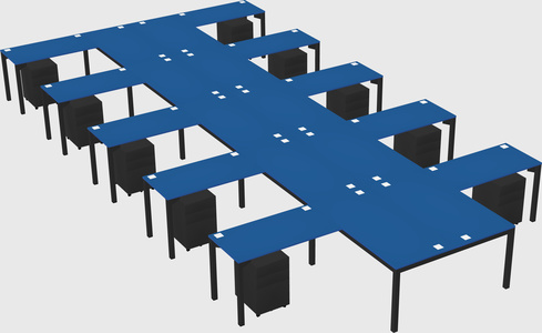 Shared l-shaped desk