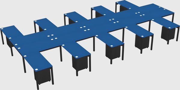 Shared l-shaped desk