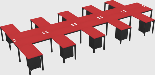 Shared l-shaped desk