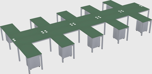 Shared l-shaped desk