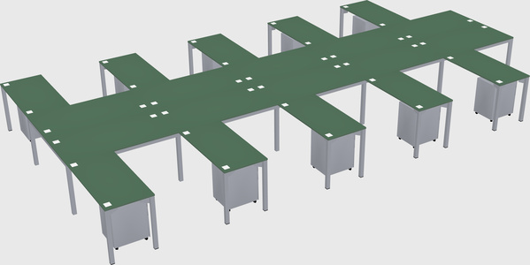 Shared l-shaped desk