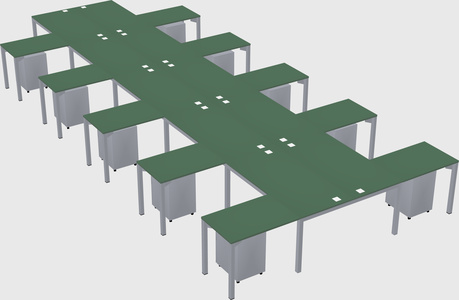 Shared l-shaped desk