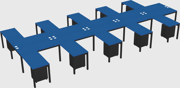 Shared l-shaped desk