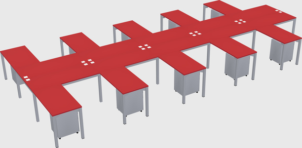 Shared l-shaped desk